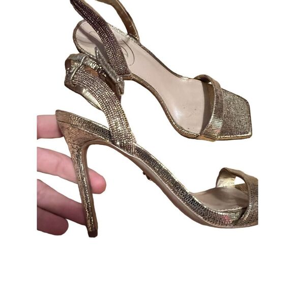 Sam Edelman Ophelia Gold Open Toe Heels Sz. 6 - Picture 5 of 12